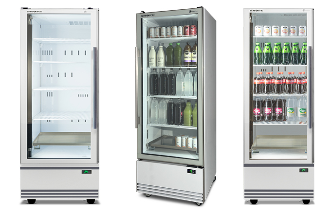 Skope ActiveCore 1 Glass Door Bottom Mount Upright Display Fridge