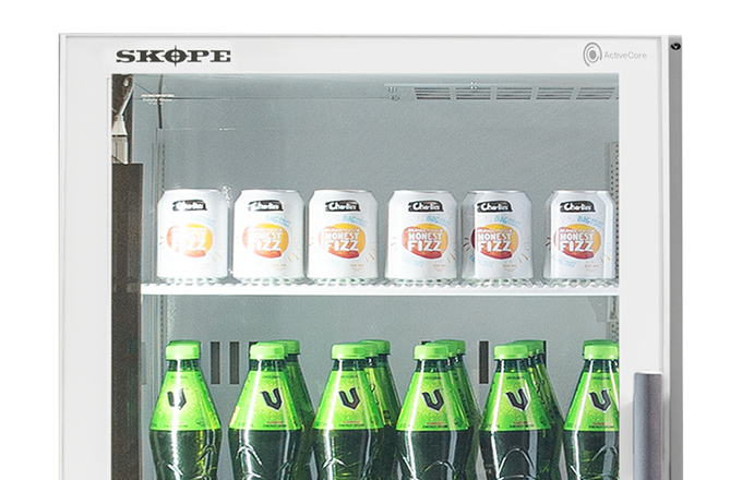 Skope ActiveCore 1 Glass Door Bottom Mount Upright Display Fridge
