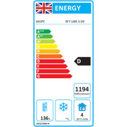 Skope Reflex 9 draw undercounter fridge Energy Label
