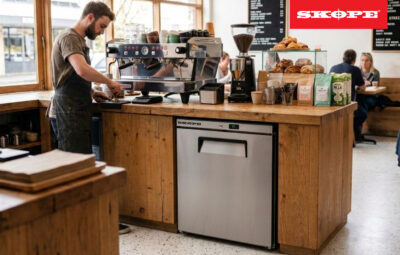 SKOPE 1 dor undercounter fridge in a coffee shop